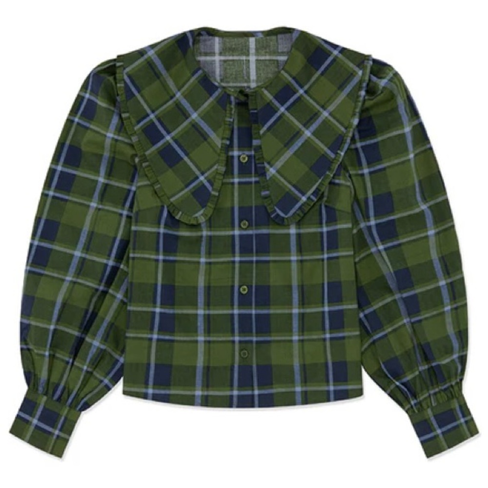 WeWoreWhat Collar Puff Sleeve Victorian Plaid Top Size M literally never worn!